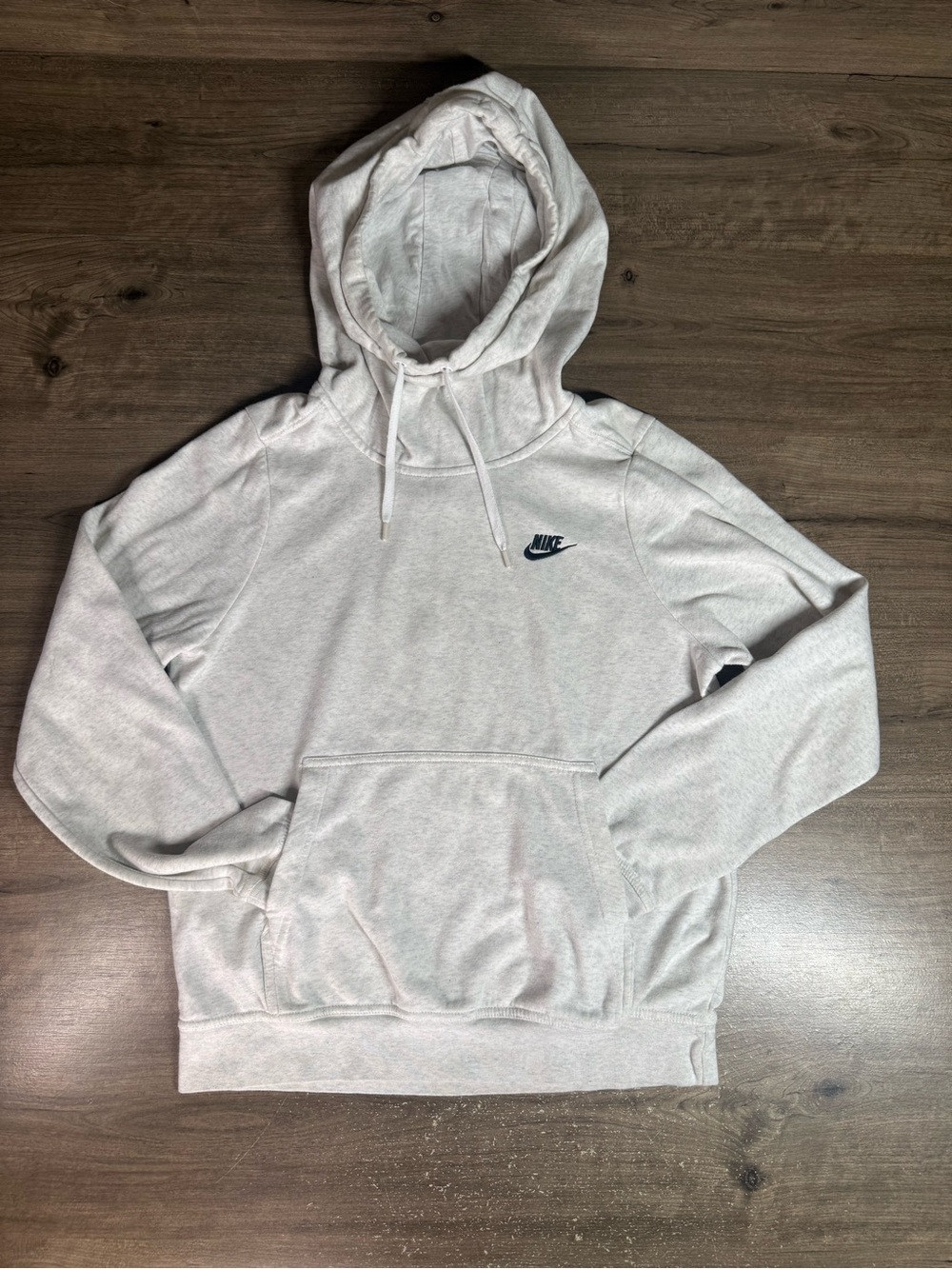 Nike Sportswear Womens M Funnel Neck Hoodie Gray 853928-051 Swoosh Fleece